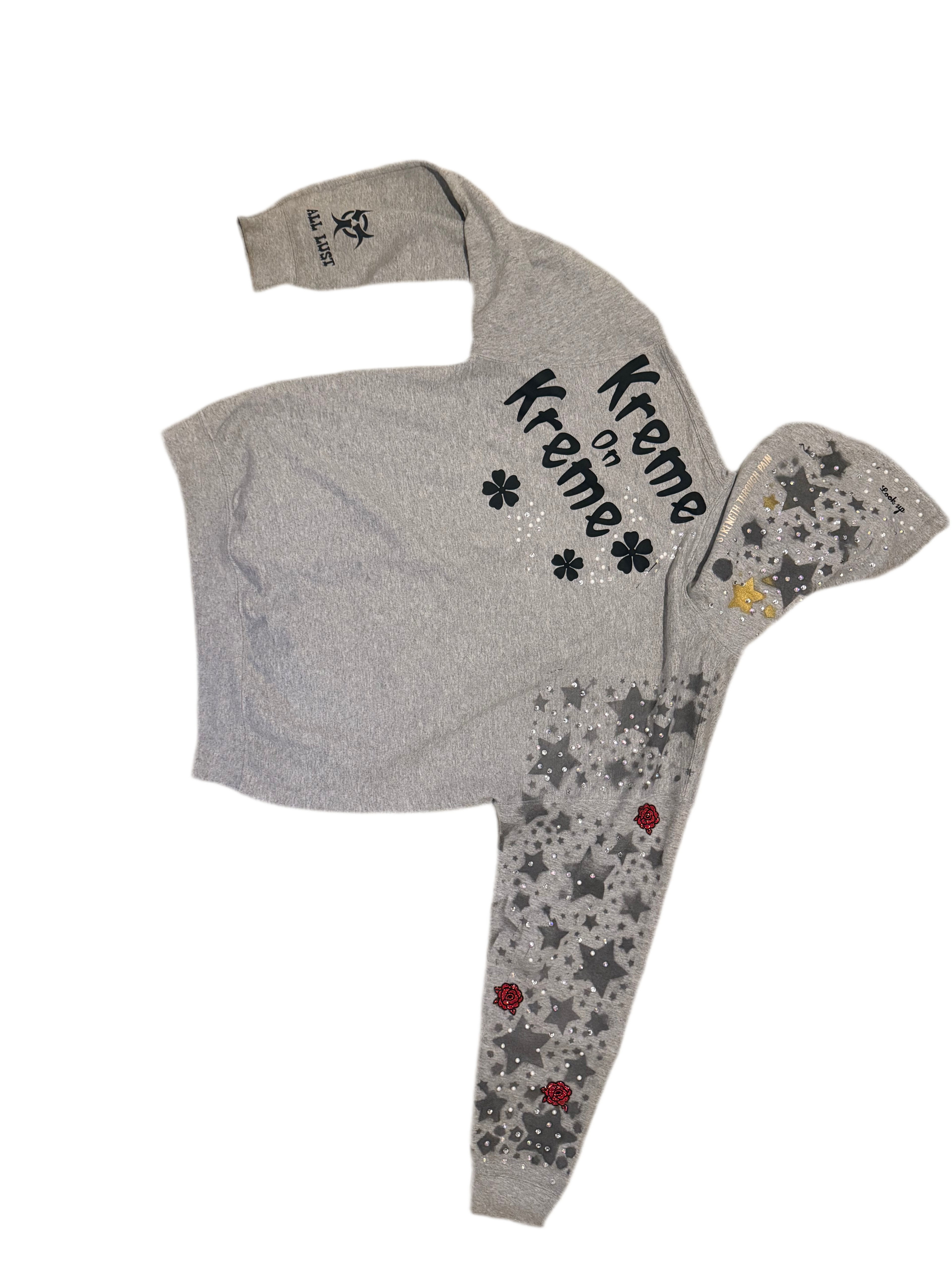 “KremeOnKreme” SweatSuit *Rhinestone / Pearl Sleeve*