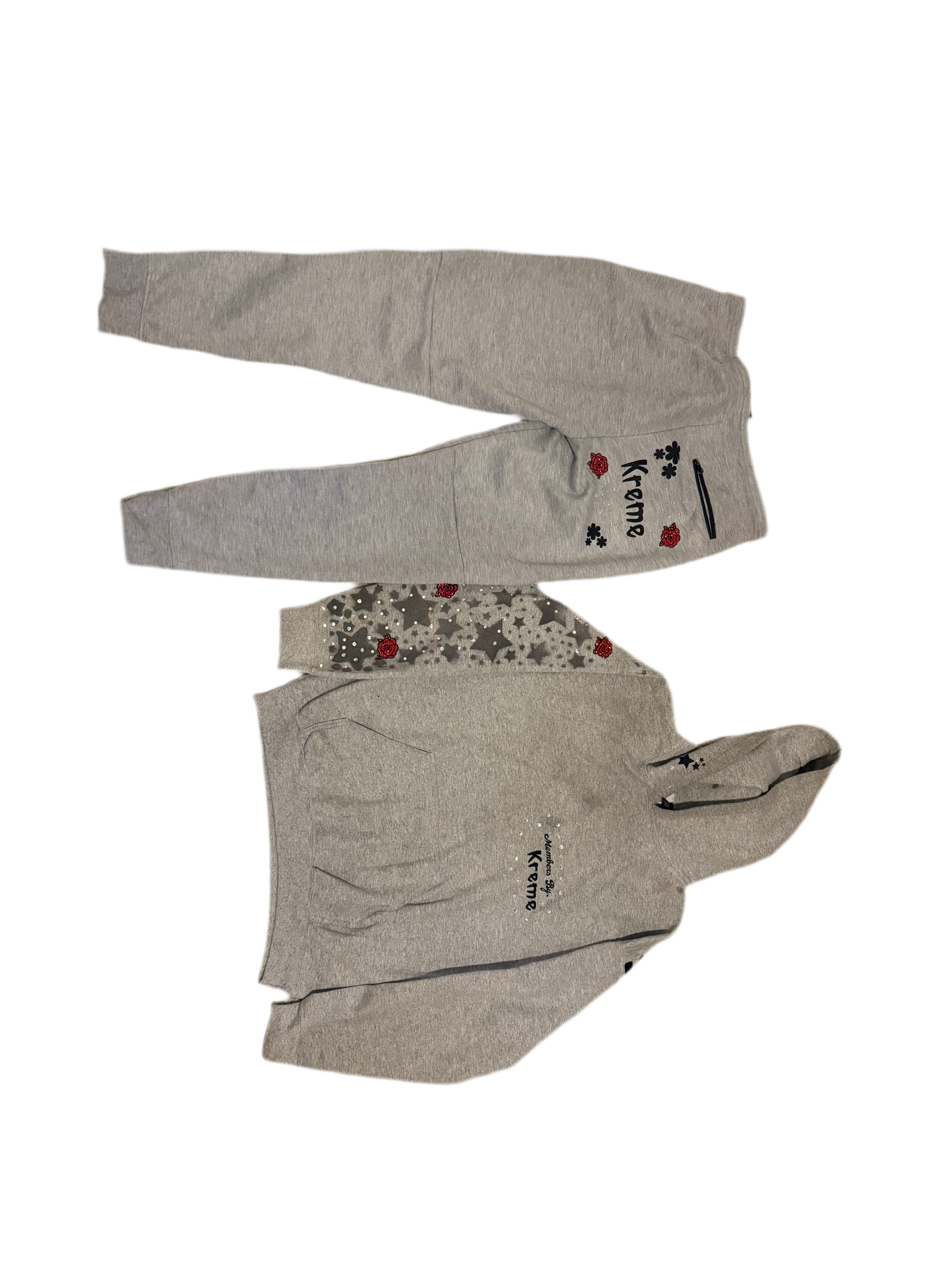 “KremeOnKreme” SweatSuit *Rhinestone / Pearl Sleeve*