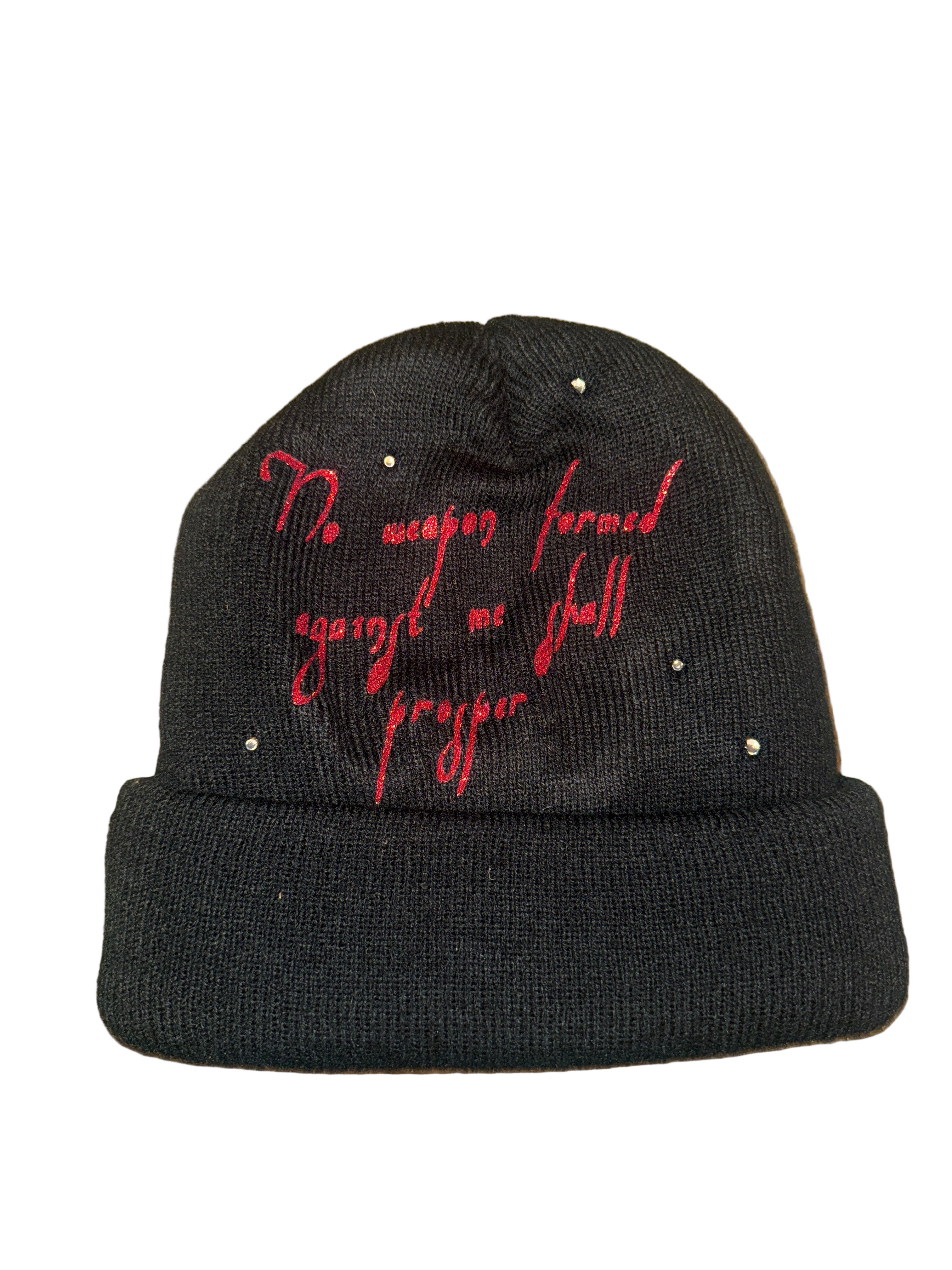 Kreme "Otto"  Thick Rhinestone Beanie with Wavy We Trust Statement